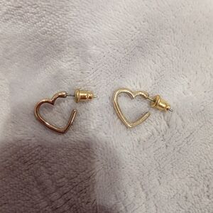 Dainty Gold Tone Heart Pierced Earrings